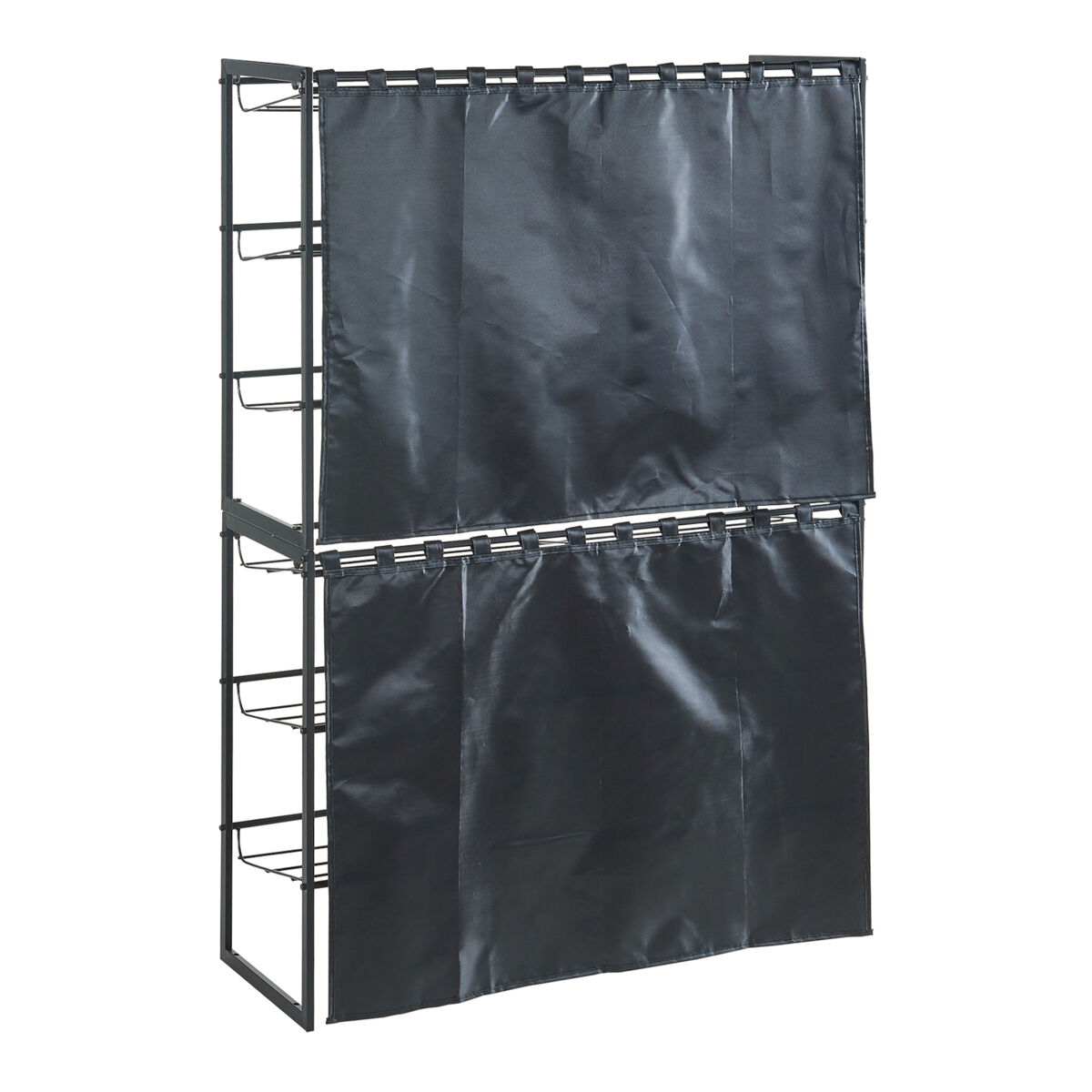 Conjunto de 2 sapateiras sel com cortina - preto [en.casa]
