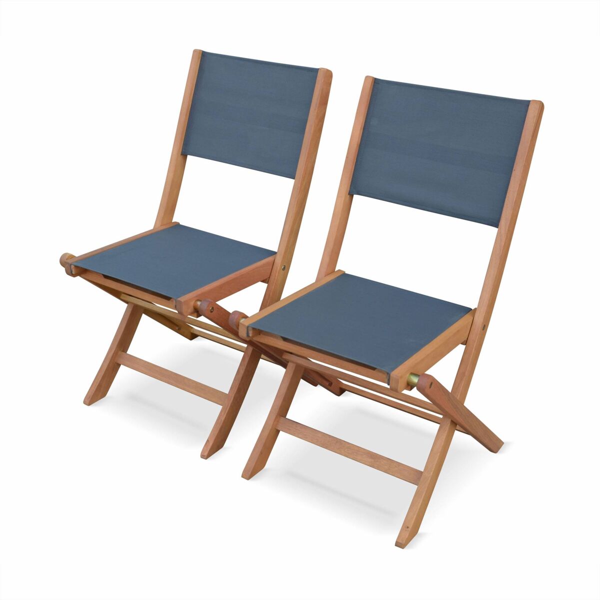 Cadeira de jardim dobrável em madeira, set de 2, almeria, antracite, 50x58.7x89 cm