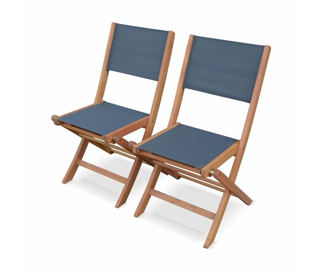 Cadeira de jardim dobrável em madeira, set de 2, almeria, antracite, 50x58.7x89 cm