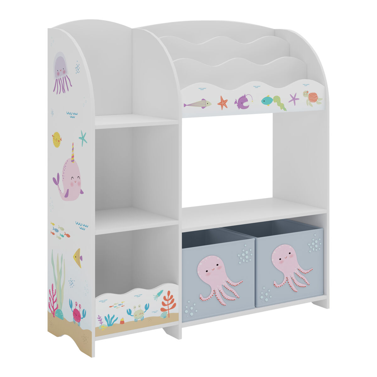 Étagère de livros para enfants lysekil 100x93x30 cm - motivo oceano [en.casa]