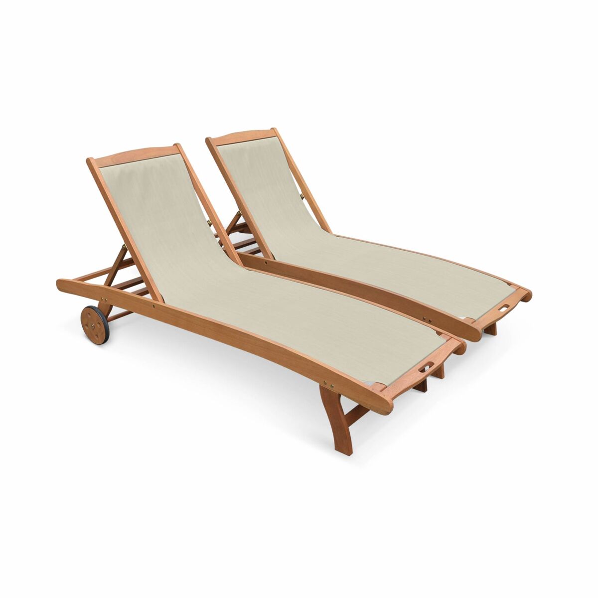 Espreguiçadeira de madeira multiposições com rodízios, set de 2, marbella, cinza taupe, 196x68x91 cm
