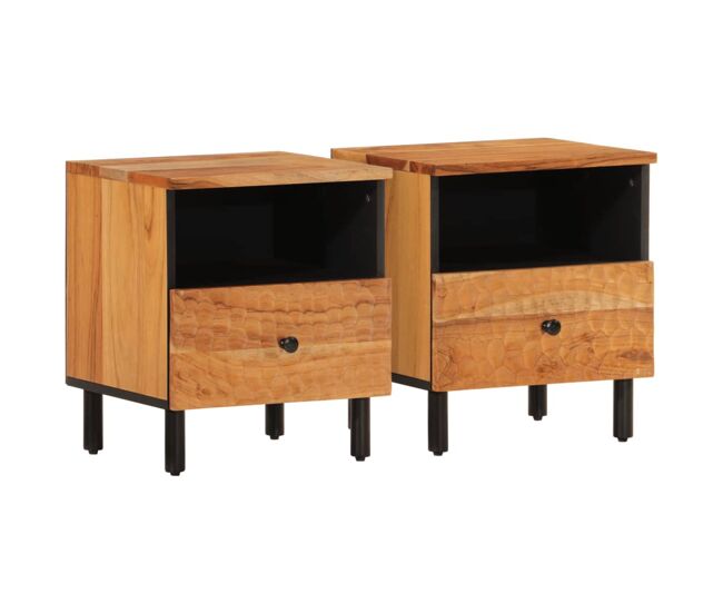 Vidaxl mesas de cabeceira 2 pcs 40x33x46 cm madeira de acácia maciça