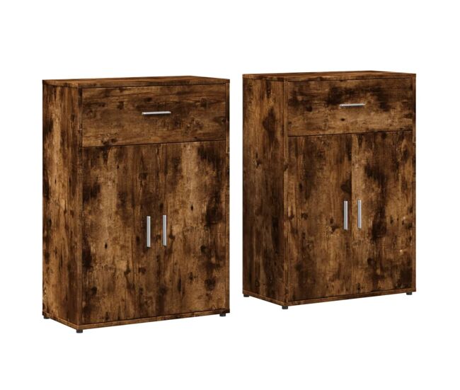 Vidaxl aparadores 2 pcs 60x30x84 cm derivados madeira carvalho fumado