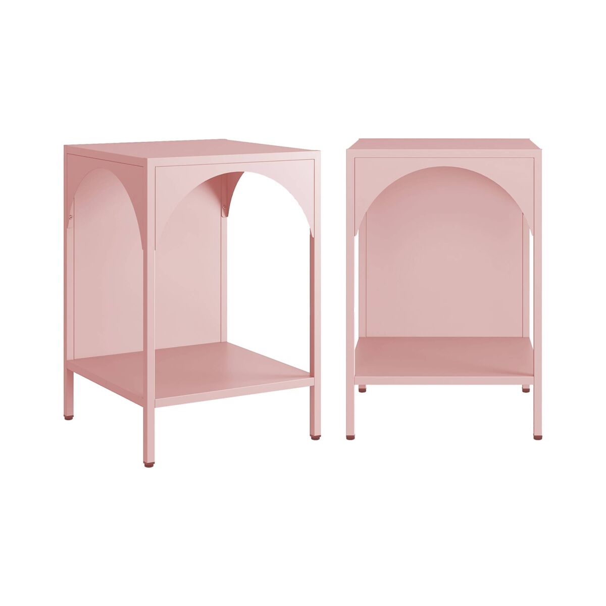 Mesa de cabeceira industrial, set de 2, soho, rosa, 35x35x52 cm