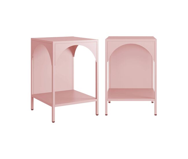 Mesa de cabeceira industrial, set de 2, soho, rosa, 35x35x52 cm