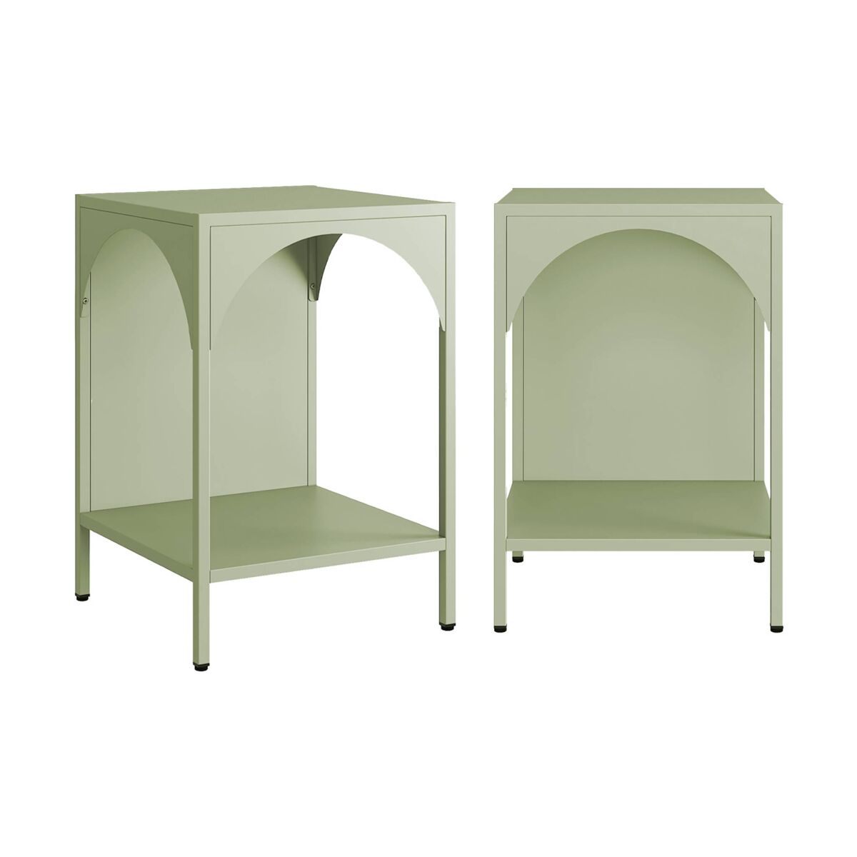 Mesa de cabeceira industrial, set de 2, soho, verde claro, 35x35x52 cm