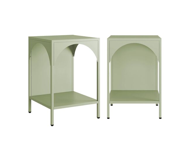 Mesa de cabeceira industrial, set de 2, soho, verde claro, 35x35x52 cm