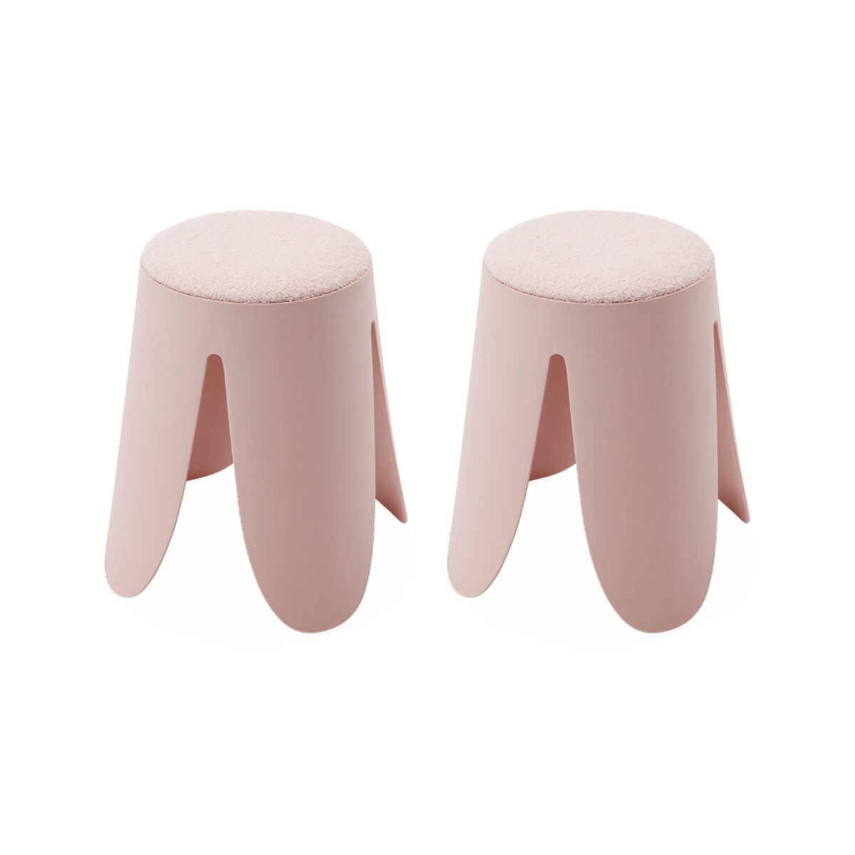 Bancos empilháveis, tecido felpudo texturado, set de 2, niki, rosa, 44x30x46 cm