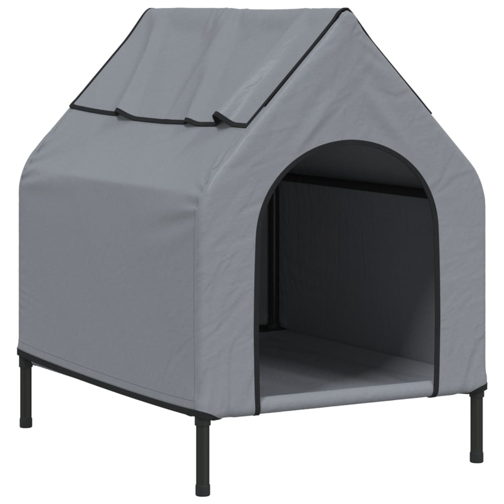Vidaxl casota para cães tecido oxford e aço cinza-claro
