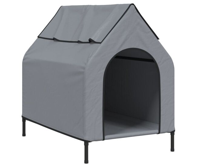 Vidaxl casota para cães tecido oxford e aço cinza-claro