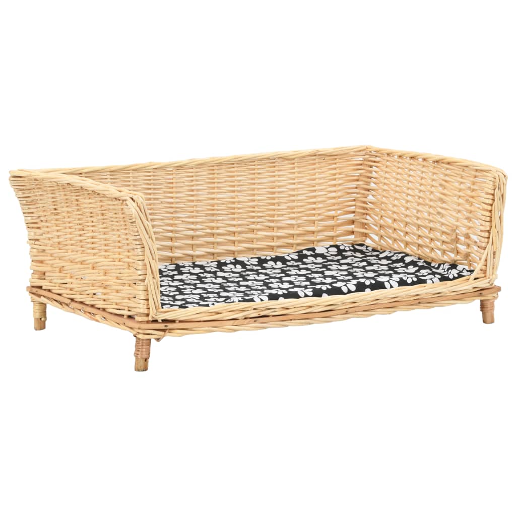 Vidaxl cesto para cães com almofadão 90x54x35 cm salgueiro genuíno