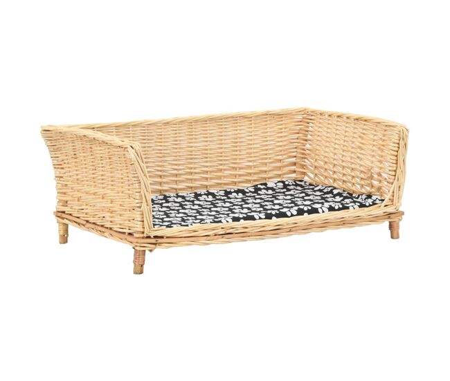 Vidaxl cesto para cães com almofadão 90x54x35 cm salgueiro genuíno