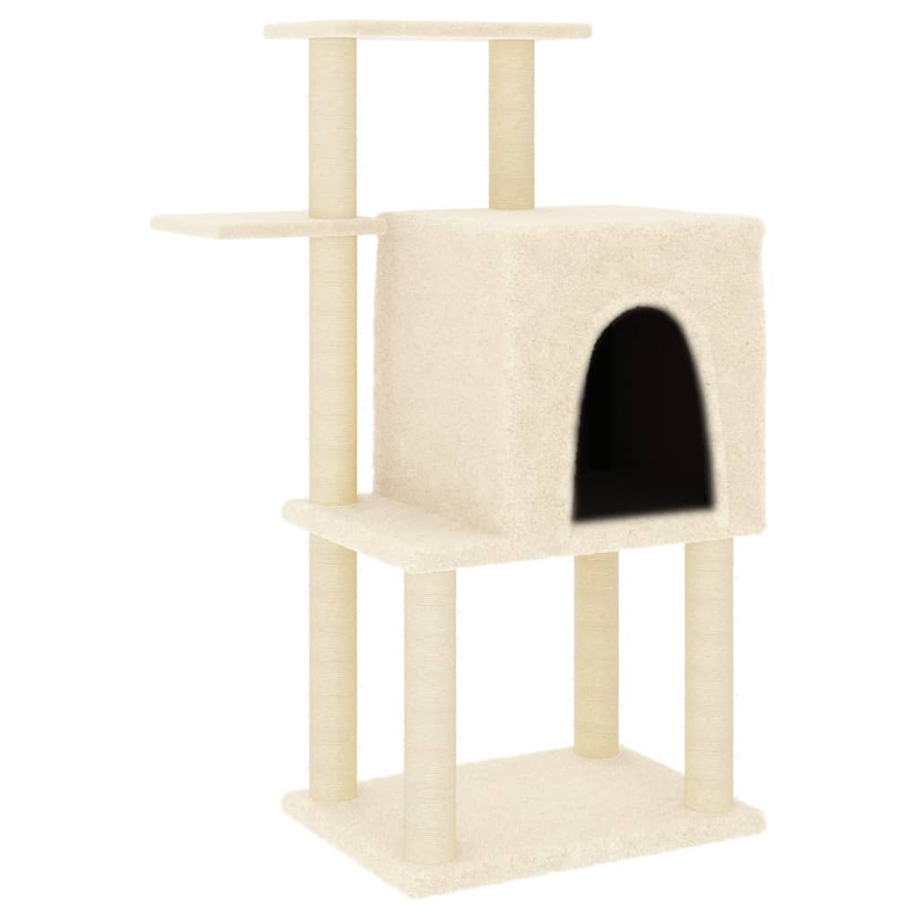 Vidaxl árvore p/ gatos c/ postes arranhadores sisal 97 cm cor creme