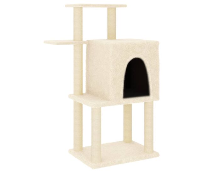 Vidaxl árvore p/ gatos c/ postes arranhadores sisal 97 cm cor creme