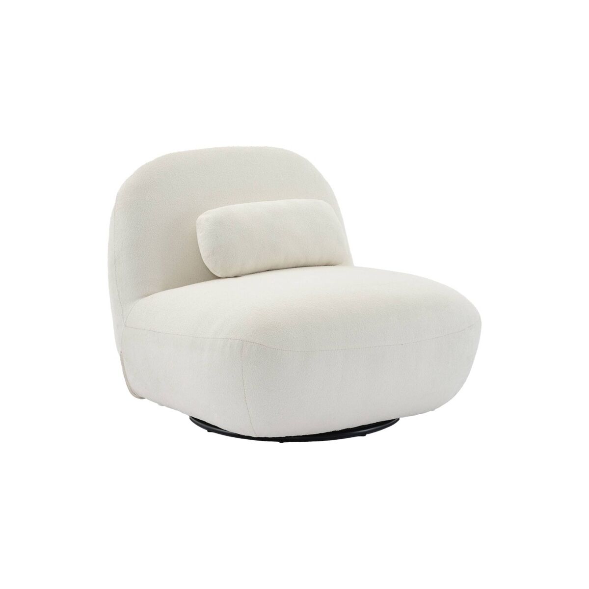 Poltrona giratório 360º em tecido boucle texturado, spino, creme, 85x85x75 cm