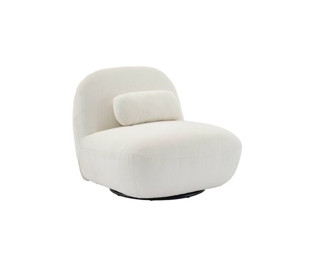 Poltrona giratório 360º em tecido boucle texturado, spino, creme, 85x85x75 cm
