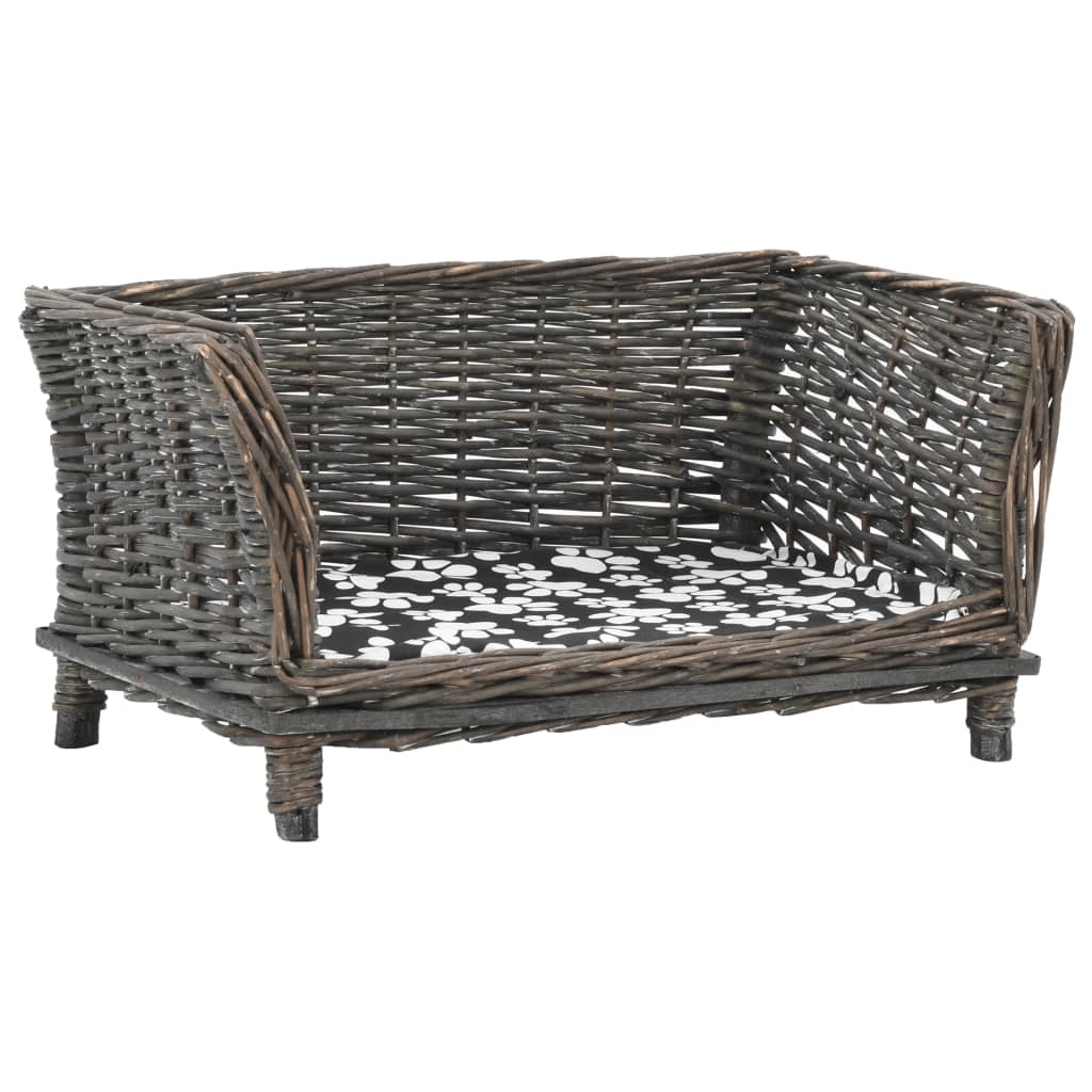 Vidaxl cesto p/ cães almofadão cinzento 50x33x30cm salgueiro genuíno