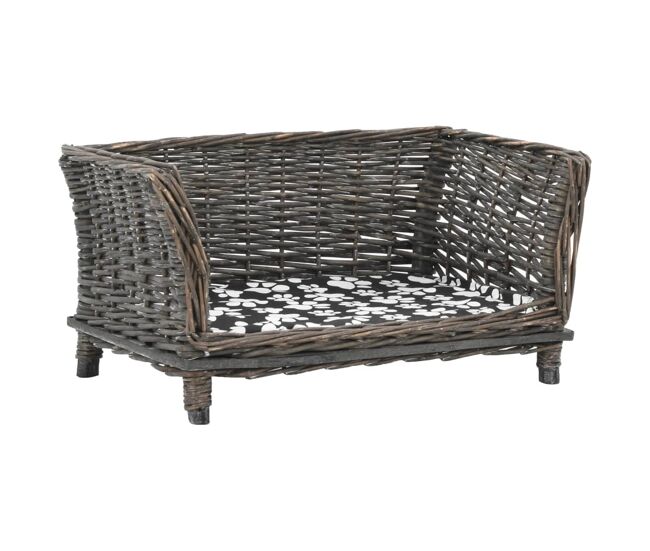 Vidaxl cesto p/ cães almofadão cinzento 50x33x30cm salgueiro genuíno