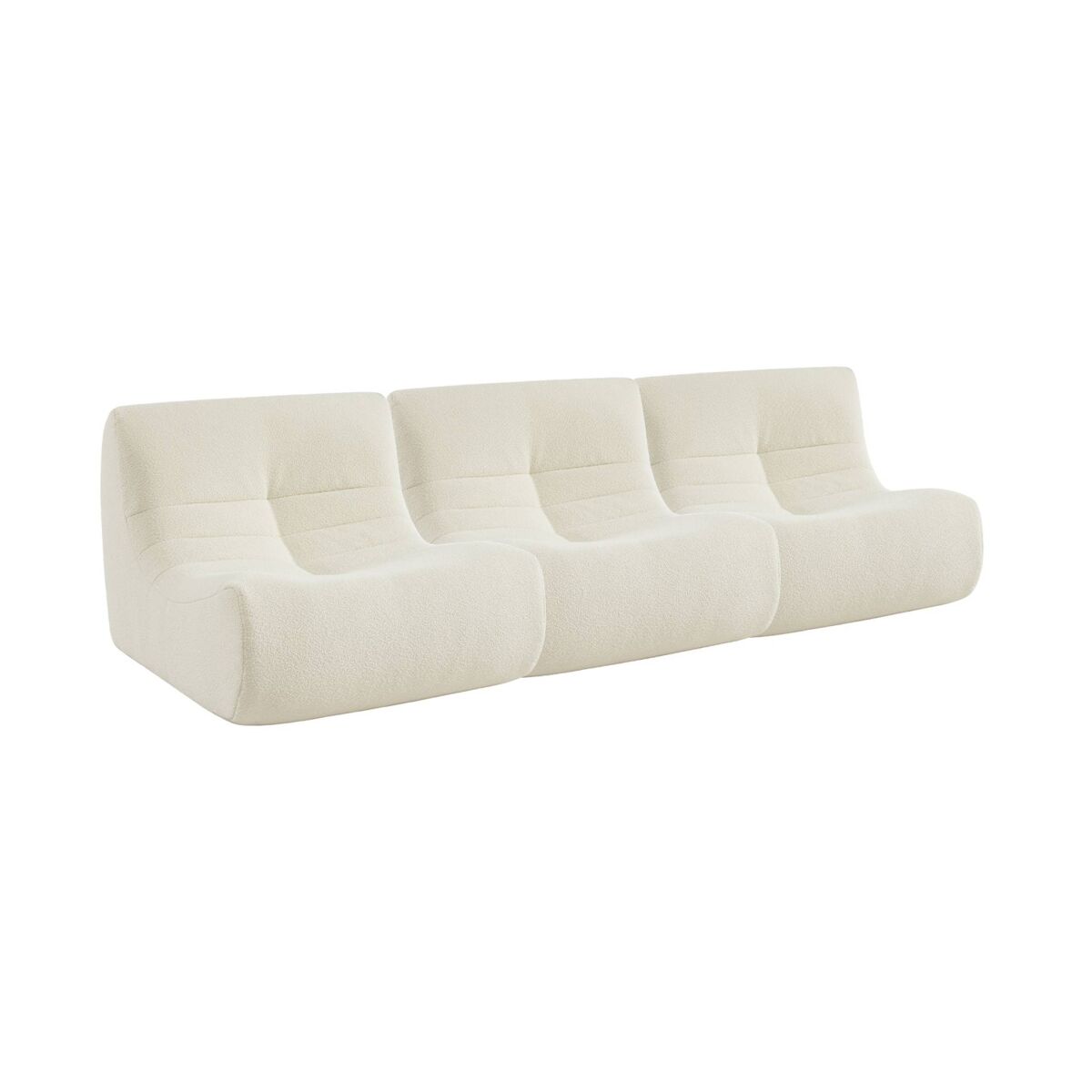 Conjunto de 3 poltronas bouclette de 1 lugar de estilo contemporâneo com textura blanche