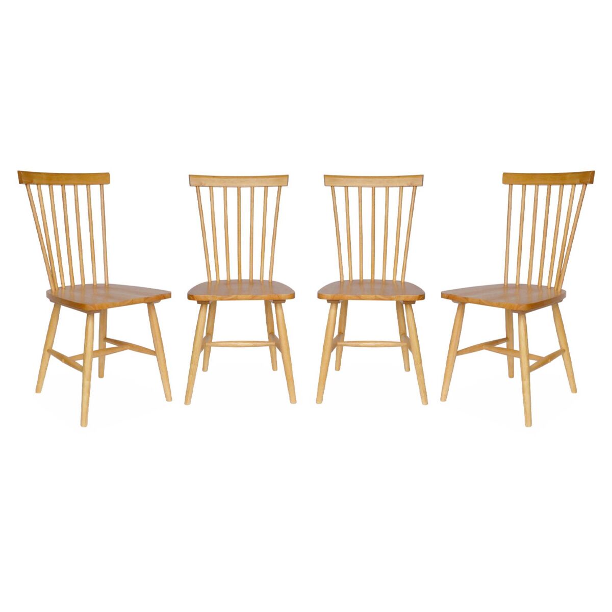 Cadeira de madeira hevea, set de 4, romie, natural, 49x44x90 cm