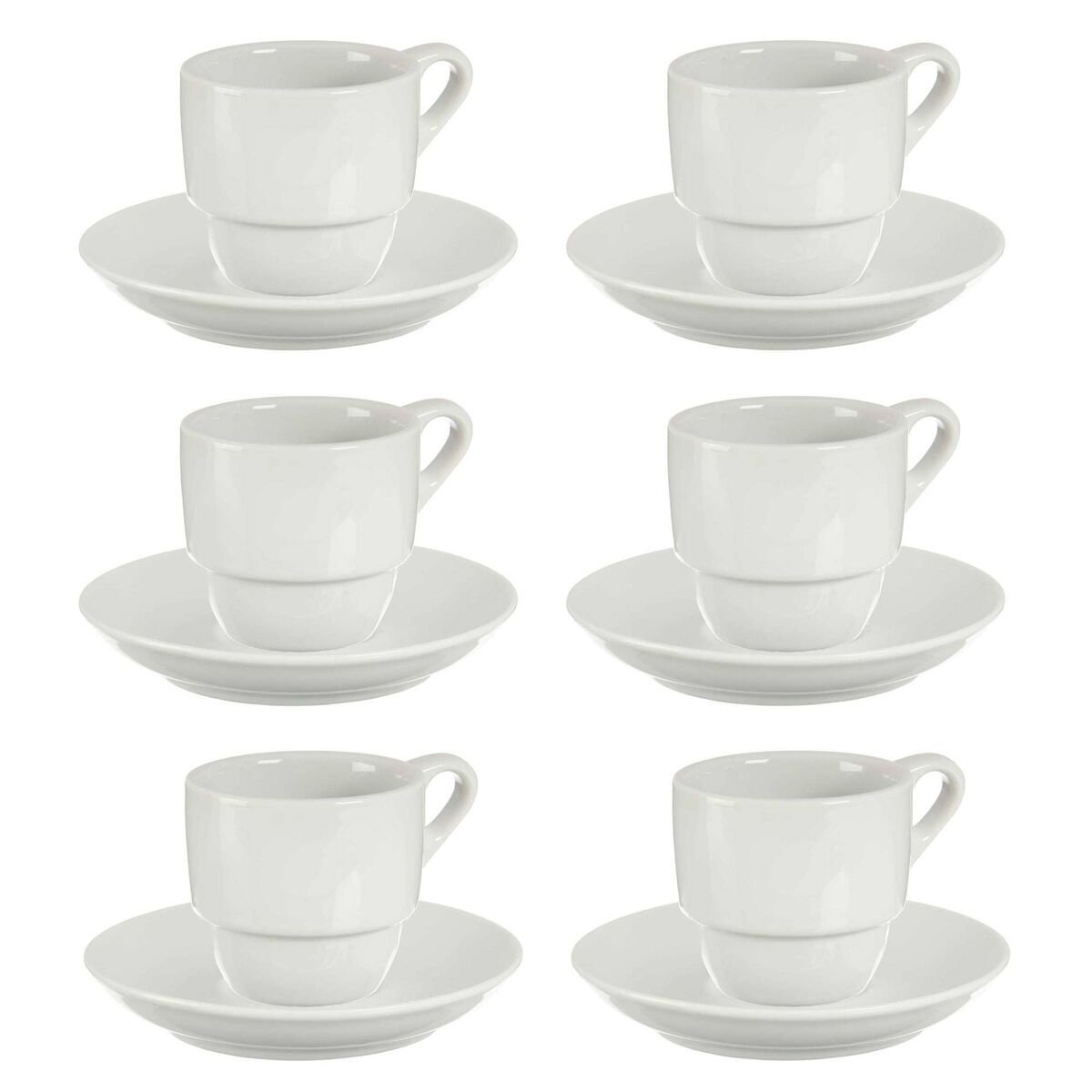 Conjunto de 6 xícaras + pratos em porcelana coleção VESSIA