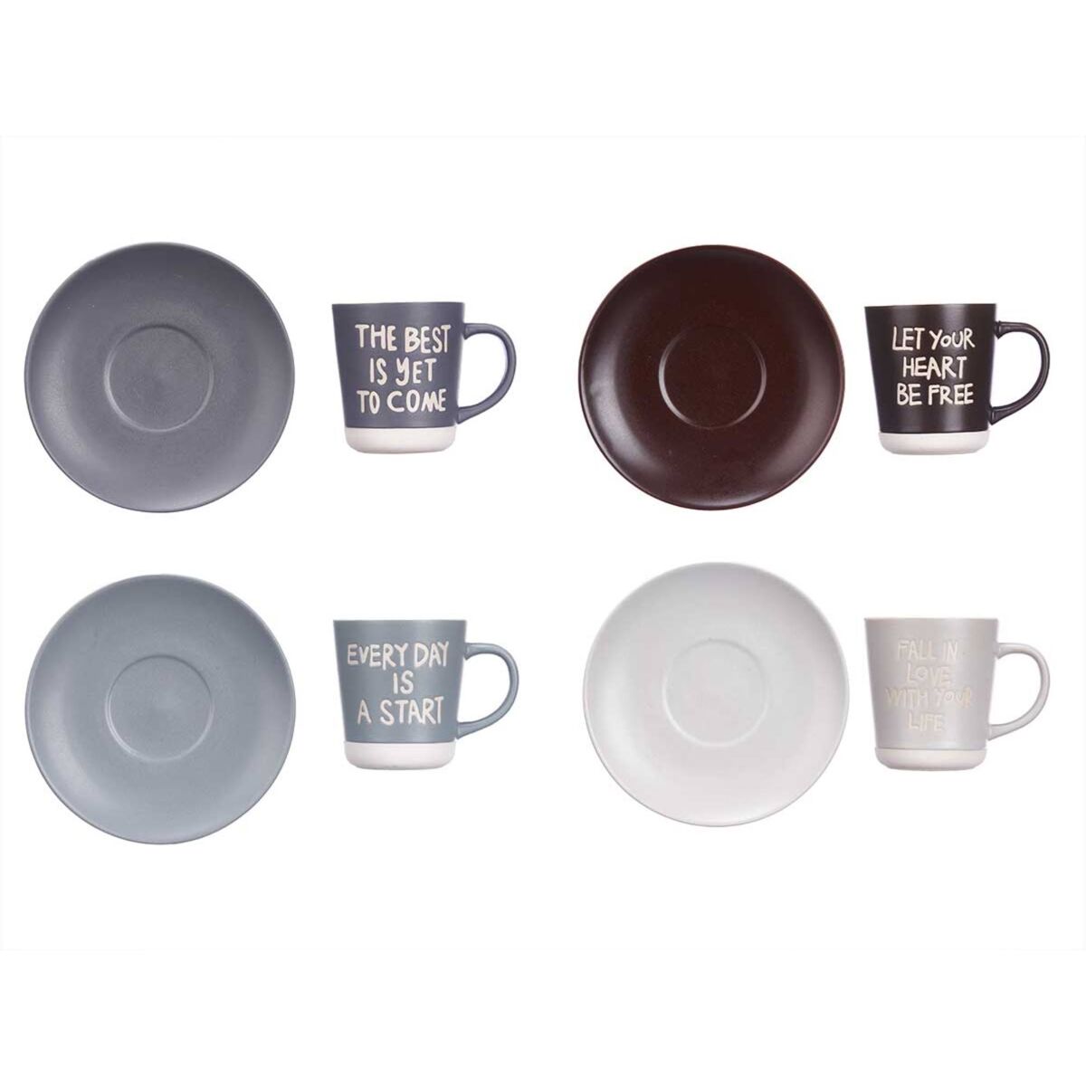 Conjunto de 4 xícaras de 180 ml sortidas 4 modelos coleção VESSIA