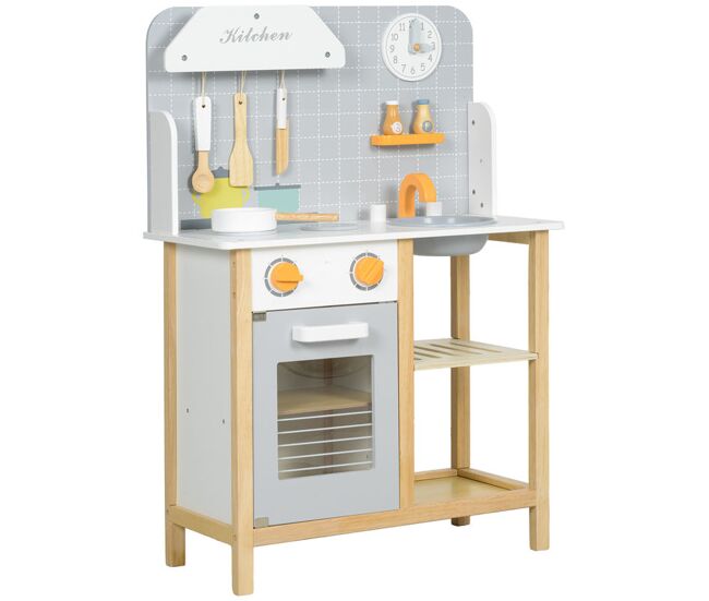 Aiyaplay cozinha de brinquedo para enfants acima de 3 anos cozinha infantil de madeira com sons fogão forno lavatório e acessórios de cozinha 57x26x82 cm multicor