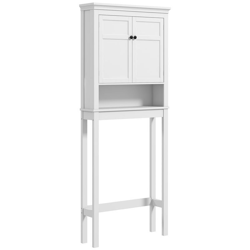 Homcom móvel sobre sanita armário para máquina de lavar roupa com 2 portas compartimento e prateleira ajustável móvel para casa de banho 70x20x175 cm