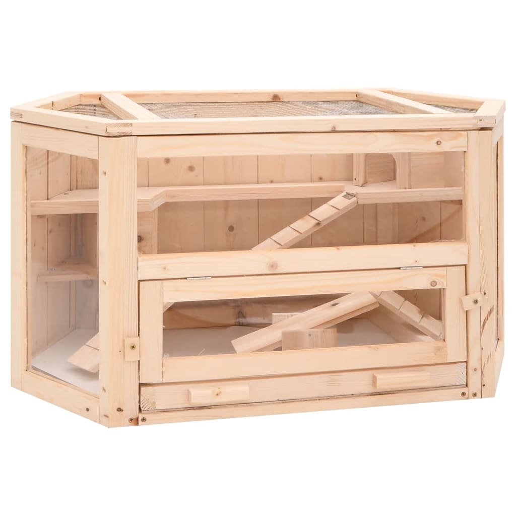 Vidaxl gaiola para hamster 80x40x43 cm madeira de abeto maciça