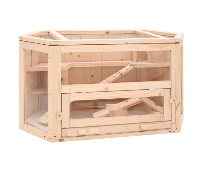 Vidaxl gaiola para hamster 80x40x43 cm madeira de abeto maciça