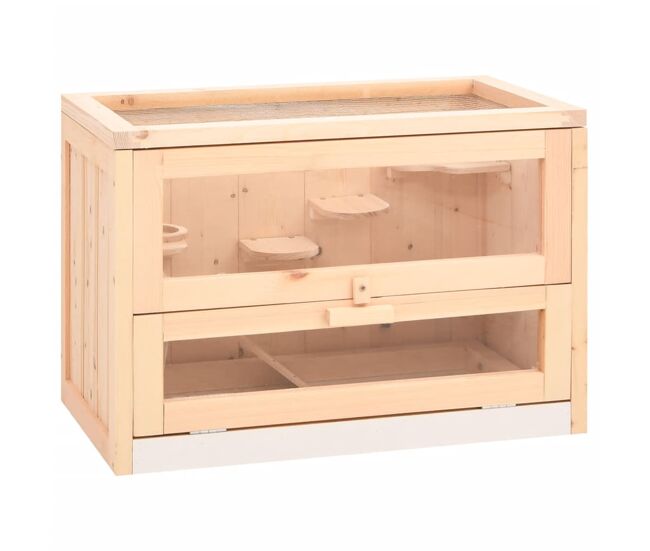 Vidaxl gaiola para hamster 60x35,5x42 cm madeira de abeto maciça
