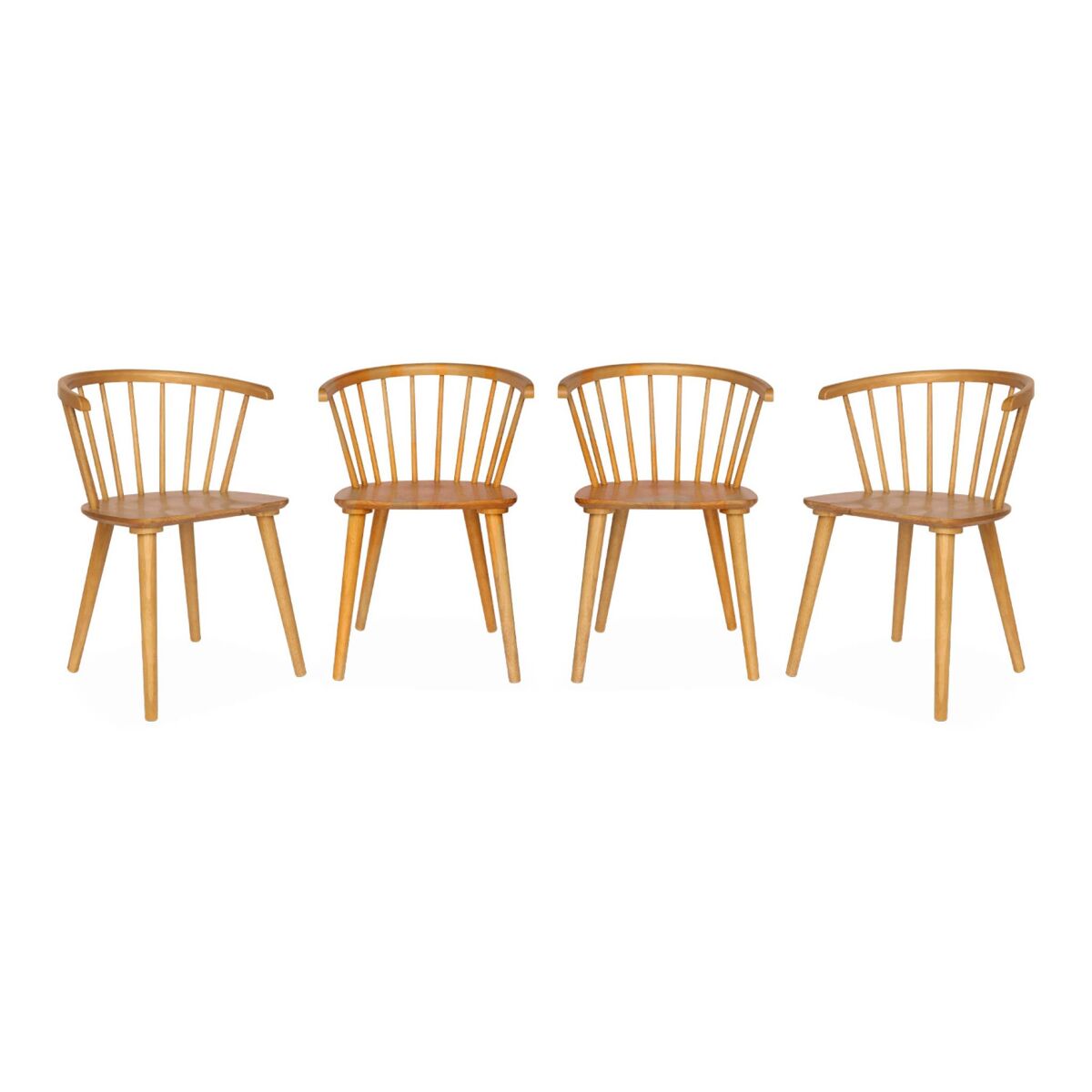Cadeira de bar em madeira e contraplacado, set de 4, paula, natural, 53x47.5x76 cm