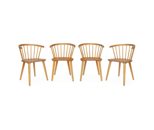 Cadeira de bar em madeira e contraplacado, set de 4, paula, natural, 53x47.5x76 cm