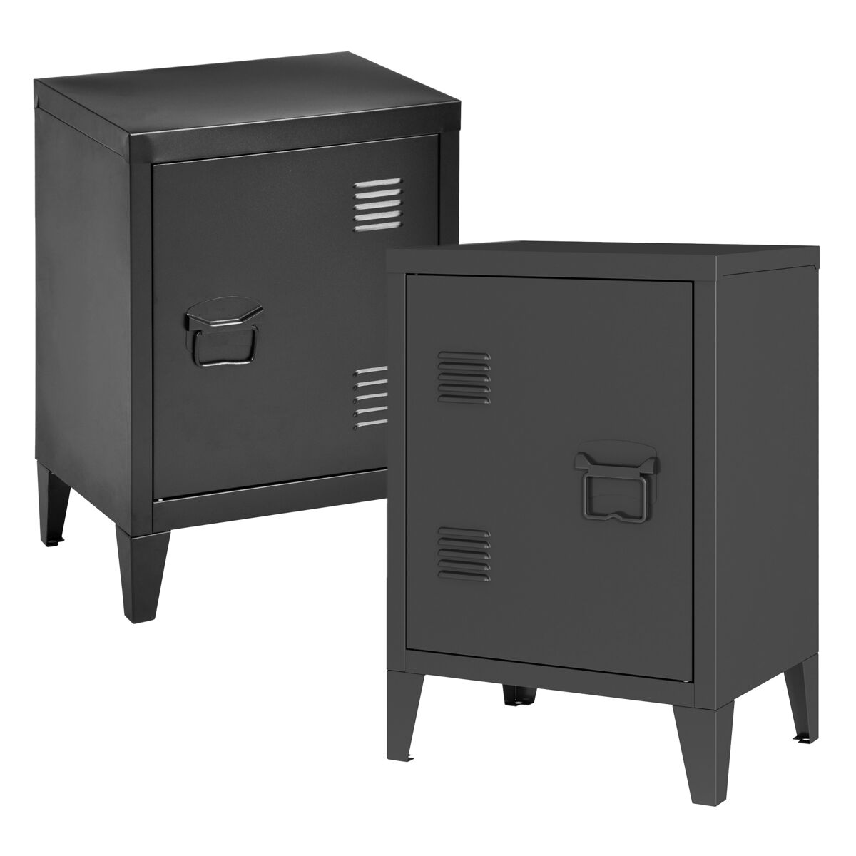 Conjunto de 2 mesas de cabeceira inari pega esquerda e direita 57x40x30cm - preto [en.casa]