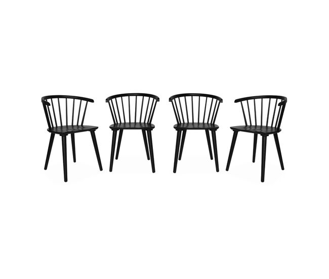 Cadeira de bar em madeira e contraplacado, set de 4, paula, preto, 53x47.5x76 cm