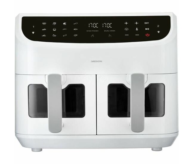 Fritadeira de ar medion life p20 branco preto 2600 w 8,7 l