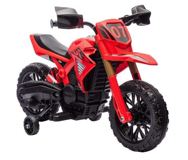 Aiyaplay moto électrique para enfants +3 anos, moto a bateria de 12v com rodas de apoio, acelerador no punho e buzina, suporta até 30 kg, rouge
