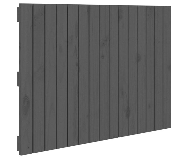 Vidaxl cabeceira de parede 95,5x3x60 cm madeira de pinho maciça cinza