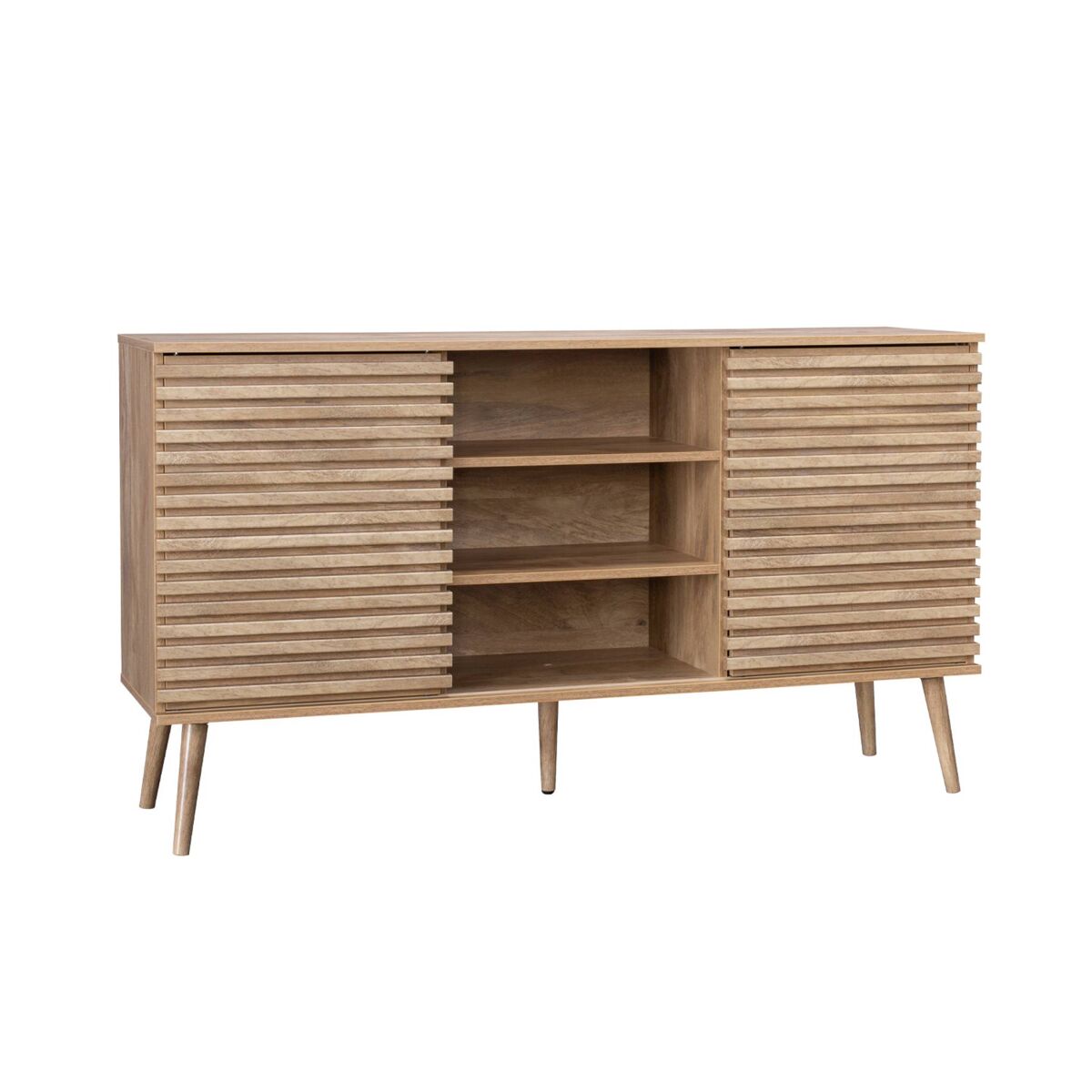Aparador escandinavo em madeira, 2 portas, 140cm, madere, natural, 140x39x79 cm
