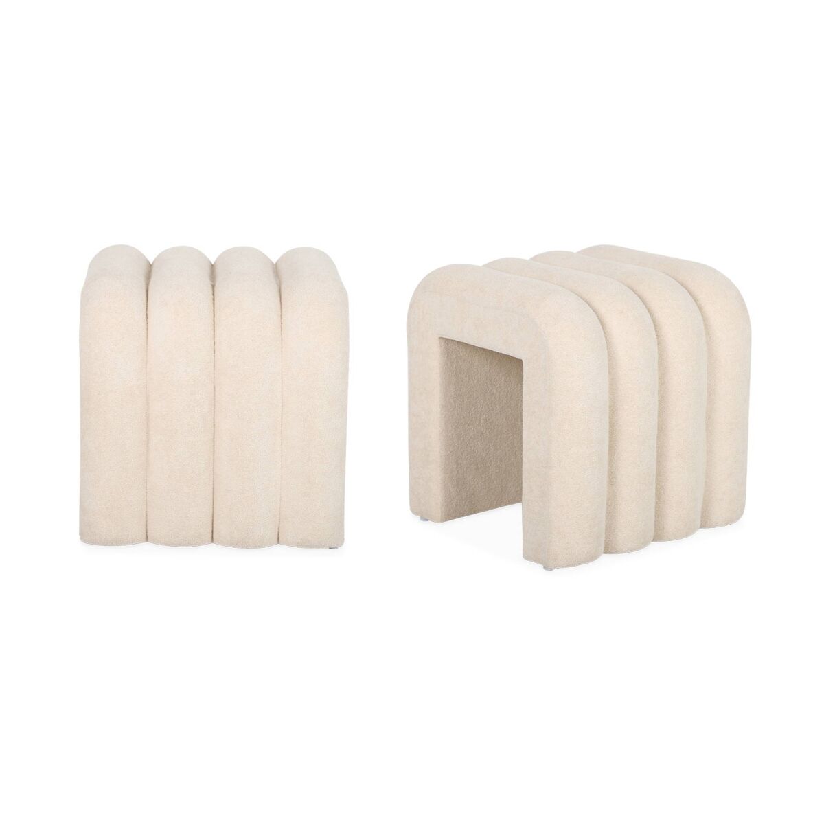 Pufe contemporâneo tecido, set de 2, ito, beige, 40x38x40 cm