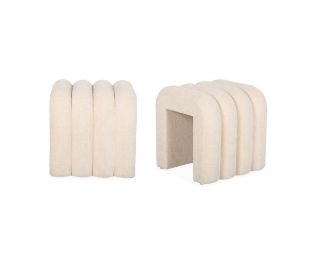 Pufe contemporâneo tecido, set de 2, ito, beige, 40x38x40 cm