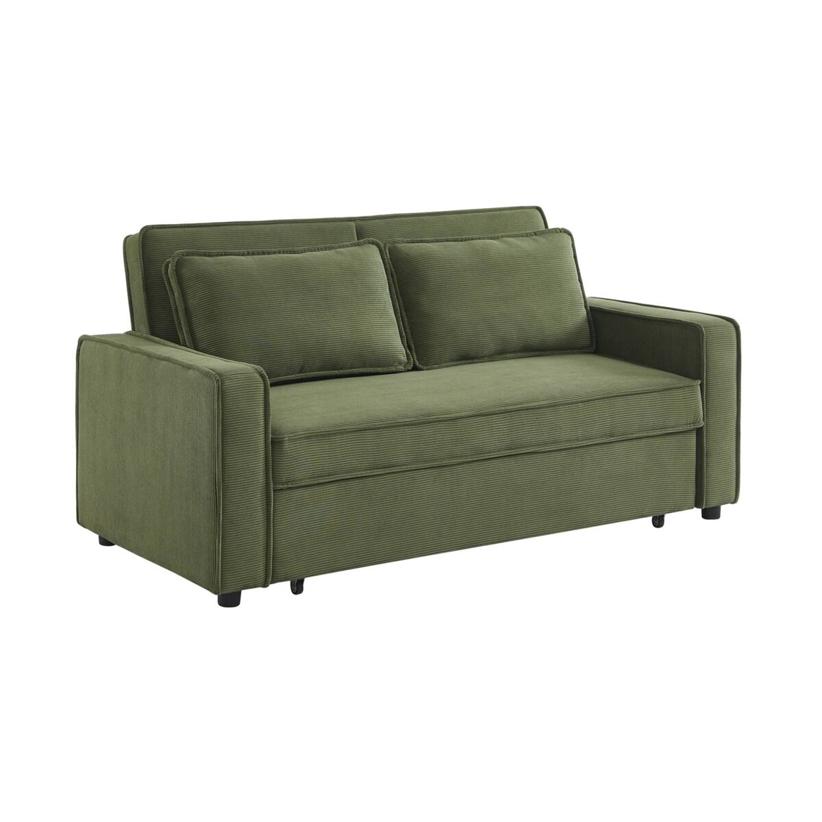 Sofá-cama conversível em veludo caneladode 3 lugares, chill veludo canelado, caqui, 172.5x91.5x88.5 cm