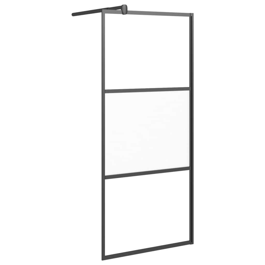 Vidaxl divisória de chuveiro 90x195 cm vidro semiopaco esg preto