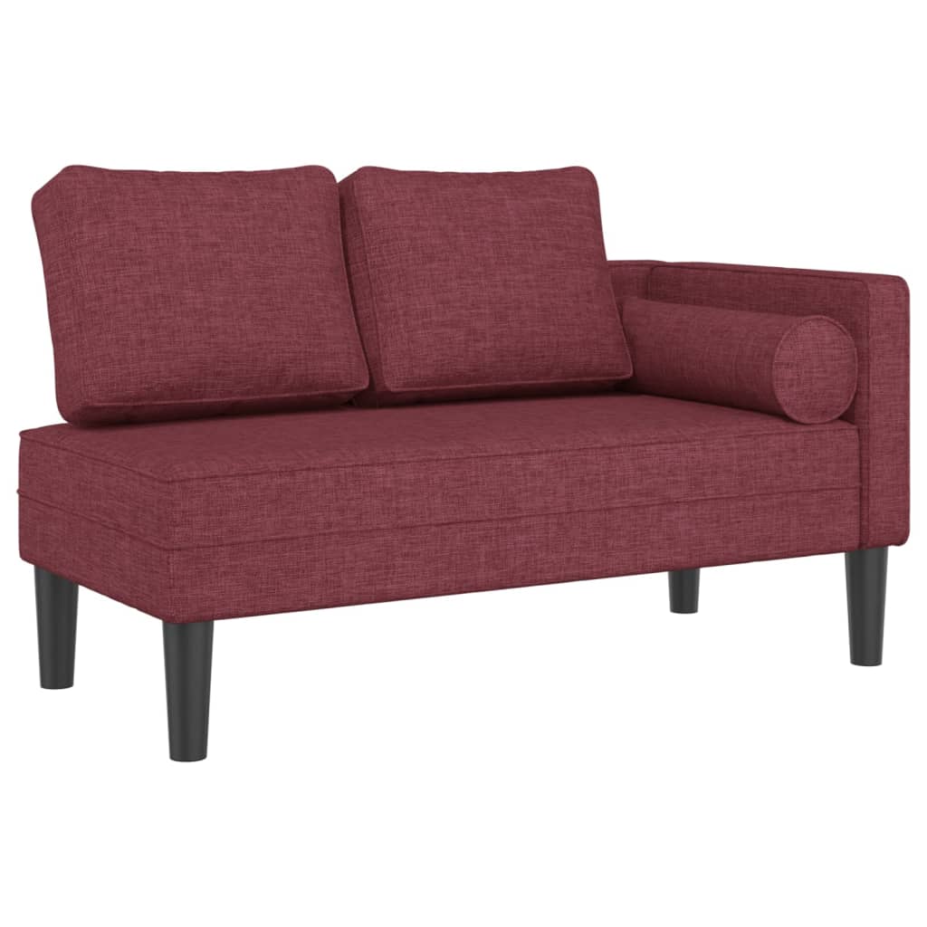 Vidaxl chaise longue com almofadões tecido vermelho tinto
