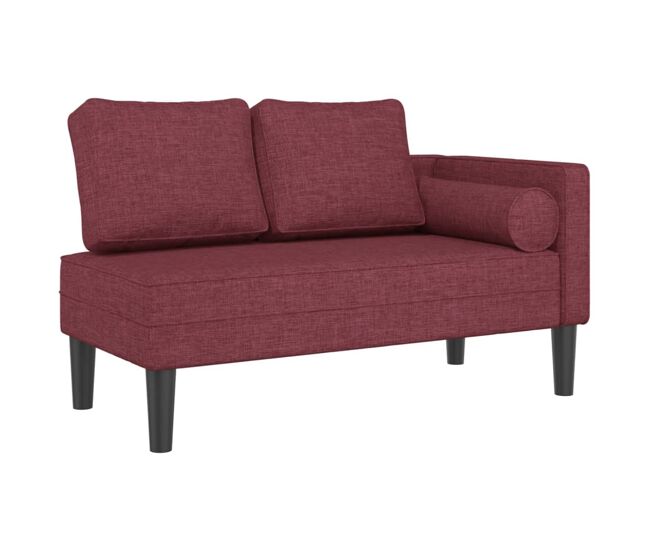 Vidaxl chaise longue com almofadões tecido vermelho tinto
