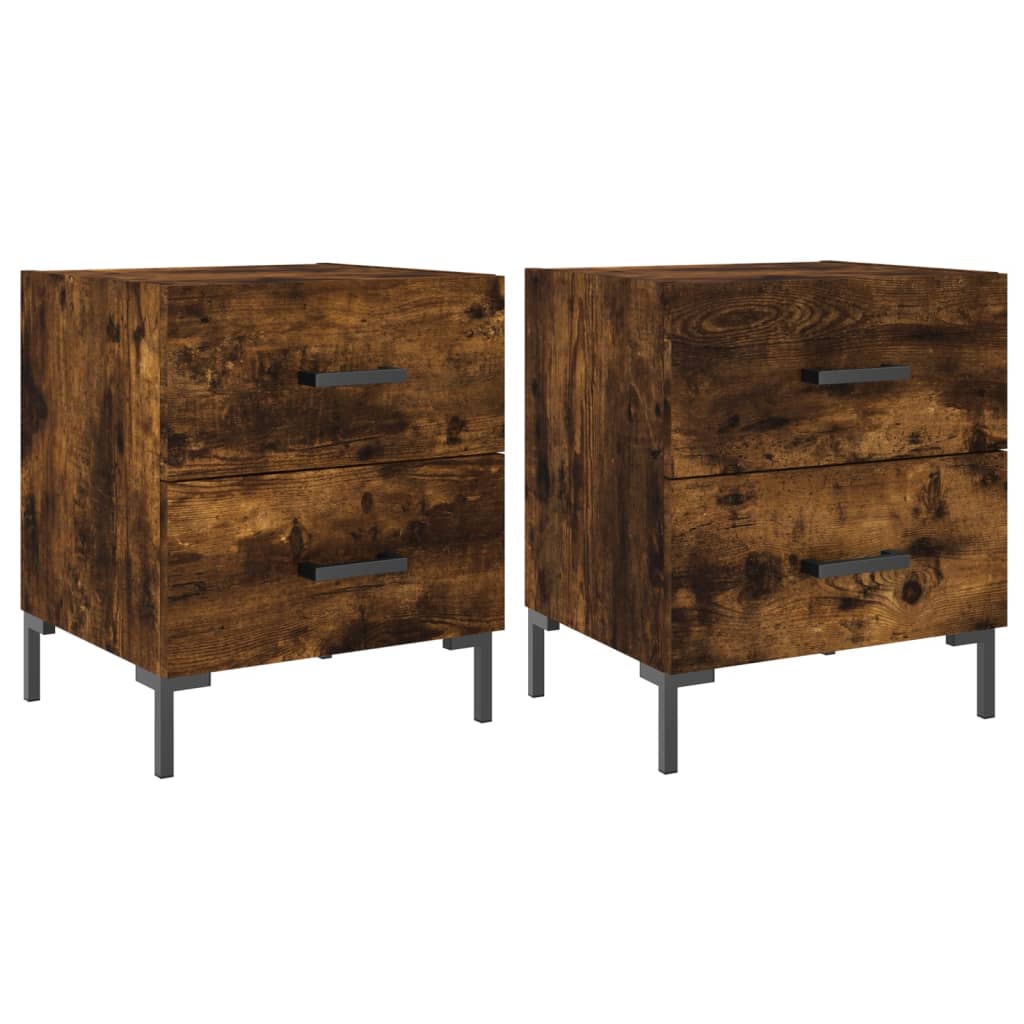 Vidaxl mesa de cabeceira 2 pcs derivados de madeira carvalho fumado