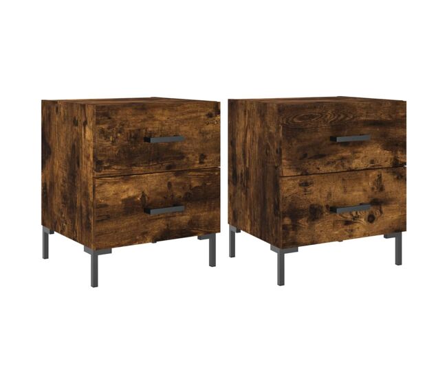 Vidaxl mesa de cabeceira 2 pcs derivados de madeira carvalho fumado