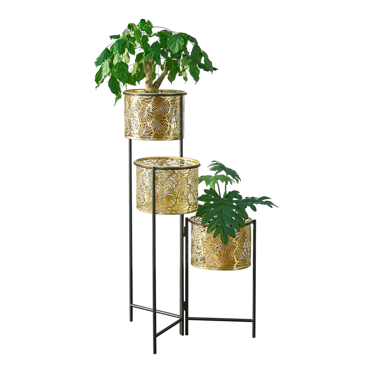 Suporte para plantas verrebroek 80 x 45 x 45 cm latão preto [en.casa]