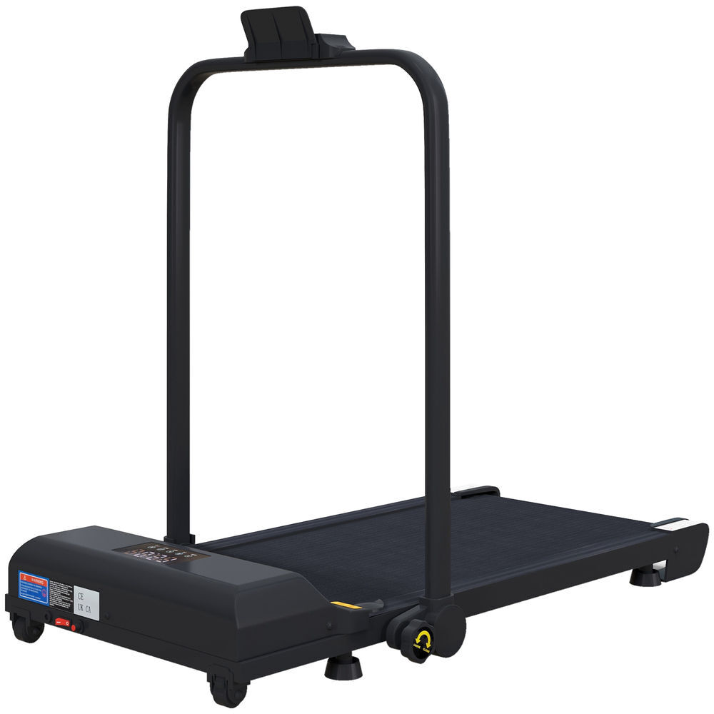 Homcom passadeira dobrável, caminhadora elétrica para casa 2 em 1, debaixo da secretária com 2,5hp, 10 km/h, ecrã led e controlo remoto, portátil para ginásio e escritório, preto