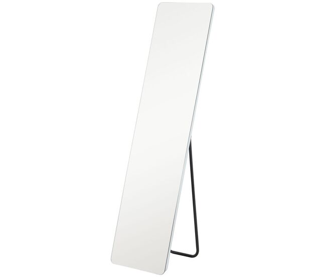 Homcom espelho de pé com luz led 40x150 cm espelho de corpo inteiro sem estrutura com iluminação de 3 cores função de memória e tátil para sala de